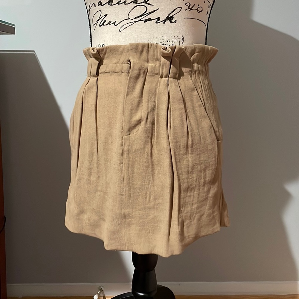The Kooples Tan Paperbag Mini Skirt